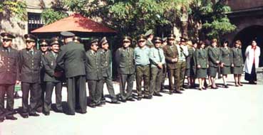 Another view of military presence on hospital grounds.