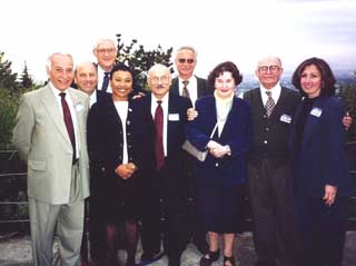 (L to R) Archie Azizian, Dimitri Magganas, Ron Radakovich, Barbara Lee, Khajag Sarkissian, Garbis Bagdassarian, Dr. & Mrs. Karl Konstantin, Julie Kulhanjian.