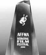 AFFMA Film Festival Trophy, etched acrylic with blue base, went to 11 winners.